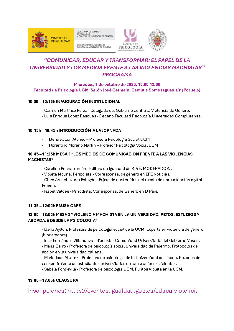 “COMUNICAR, EDUCAR Y TRANSFORMAR: EL PAPEL DE LA UNIVERSIDAD Y LOS MEDIOS FRENTE A LAS VIOLENCIAS MACHISTAS”